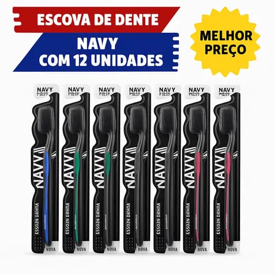 Kit Econômico com 12/24 Unidades de Escova de Dente Navy/BLU