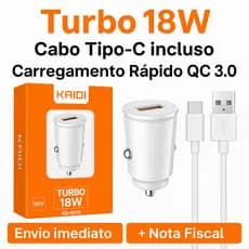 Ultra Carregador Veicular Tipo-c Kd-501c 18w Turbo + Cabo