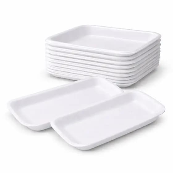 Bandeja Descartável B02 Rasa Isopor Branca | Kit 100 150 200 Unidades | Para Frios Carnes Delivery