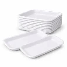 Bandeja Descartável B02 Rasa Isopor Branca | Kit 100 150 200 Unidades | Para Frios Carnes Delivery