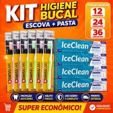 Kit Escova De Dente Adulto + Pasta Icelean 12 24 36 Unidades