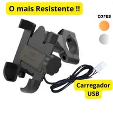 Suporte de Celular para Moto Alumínio com USB Carregador Guidão 360°  Forte e Resistente não quebra!