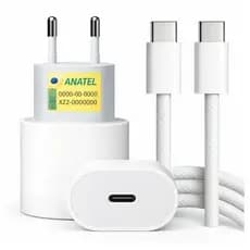 Carregador Turbo 25W iPhone 15 16 Pro Max Samsung Moto Fonte USB C Cabo Tipo C  Original Reforçado