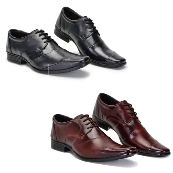 Kit 2 Pares De Sapatos Executivos Em Couro Legítimo Cadarço