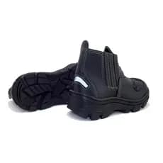 Bota De Motociclista Preta Em Couro - Proteção De Embreagem