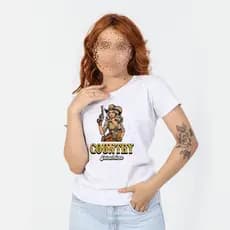 Camiseta T Shirt Feminina Macia Cowgirl Rodeo Leve Algodão