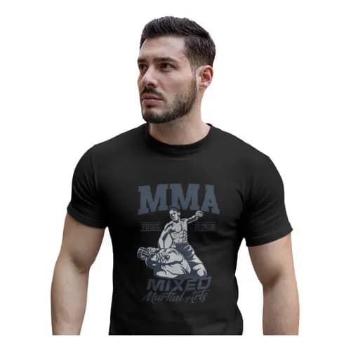 Camiseta Masculina Mma Luta Sparring Em Algodão Estampada