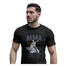 Camiseta Masculina Mma Luta Sparring Em Algodão Estampada