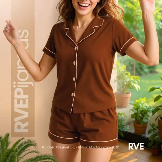 Pijama Feminino Americano Verão Blogueira Amamentação Aberto Botão Verão RVE