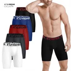 Kit 5 Cueca Box Ciclista Do P ao XGG Cueca Boxer Longa Xtr Extremen