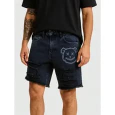 Shorts Jeans Masculino  GringBlackLimpo Slim Fit Original  Masculino Barra Desfiada Aut