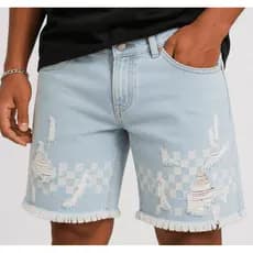 Shorts Jeans Streetwear  UFC Masculino Barra Desfiada Autêntico Algodão 100% Bermuda Jogador Premium