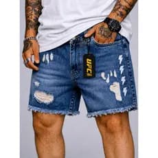 Shorts Jeans Streetwear  UFC Masculino Barra Desfiada Autêntico Algodão 100% Bermuda Jogador Premium