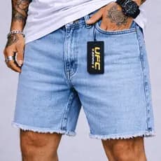 Shorts Jeans Streetwear  UFC Masculino Barra Desfiada Autêntico Algodão 100% Bermuda Jogador Premium