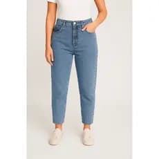 (QUEIMA ESTOQUE) Calça Jeans Feminina Mom Básica Cintura Alta 100% algodão 3 cores