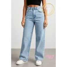 QUEIMA ESTOQUE Calça Jeans Feminina Wide Leg Básica 100% algodão 3 cores