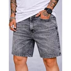 Bermuda Jeans Jogador Shorts Jeans curta Masculino 100% algodão SkyBasic Slim Fit Original Azul
