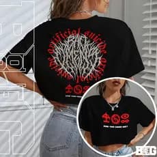 Blusa Cropped Manga Longa Bad Omens Suicide Artificial Banda Rock Moda Feminina