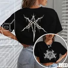 Blusa Cropped Oversized Feminino Bring Me The Horizon BMTH Rock Gótico Darkside Caveira World Tour