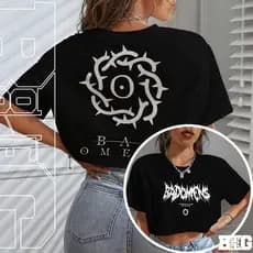 Blusa Cropped Manga Longa Bad Omens Album Banda Rock  Roll Gotico Moda Feminina