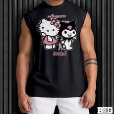 Camiseta regata machao oversized masculino hello kitty kuromi gotica em algodao unissex Longline