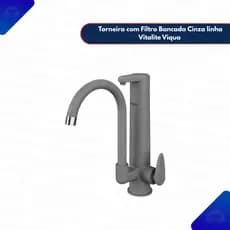 Torneira Com Filtro Bancada Linha Vitalite Viqua Cinza Fosco