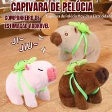Capivara de Pelúcia Que Anda e faz Barulho Brinquedo /Cores/ Marrom - Bege