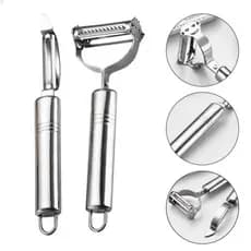kit 2 Descascador de legumes frutas fatiador Profissional Manual Inox Cozinha Alimento lamina