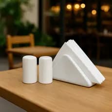 Jogo de Mesa 3 Peças - Saleiro Paliteiro e Porta Guardanapos em Porcelana