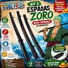 Kit 2 Espada Zoro De Brinquedo Wado Ichimonji Zoro One Piece Infantil Cosplay Bainha Corda Plástico