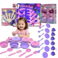 Brinquedo Kit De Panelinhas Infantil 25 - 31 Pçs Faz de Conta Com Xícaras Pires Colherzinha Menina
