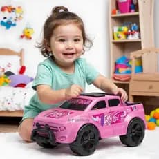 Carrinho De Brinquedo Menina Grande 33cm Princesa Caminhonete Lady Girl Rosa Lilás Pick Up 4x4