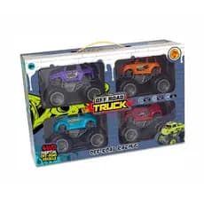 Carrinhos monster truck kit 4 unidades maleta brinquedo infantil meninos carros rodas grandes