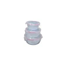 Conjunto potes herméticos com tampa kit 3 peças redondo multiuso transparente guardar alimentos