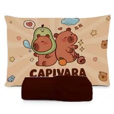 ￼JOGO DE LENÇOL SOLTEIRO INFANTIL CAPIVARA ,CAPYBARA CASAL,  FOFA LENÇOL DE ELASTICO