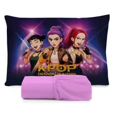 ￼JOGO DE LENÇOL SOLTEIRO INFANTIL GUERREIRAS DO K POP, LENÇOL DE ELASTICO COM A FRONHA DE TRAVESSEIRO