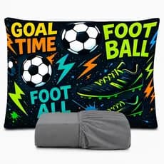 JOGO DE LENÇOL SOLTEIRO INFANTIL FUTEBOL, FRONHA TRAVESSEIRO, LENÇOL DE ELASTICO(02 PEÇAS)