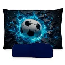 JOGO DE LENÇOL SOLTEIRO FUTEBOL BOLA 3D   FRONHA TRAVESSEIRO, LENÇOL DE ELASTICO (02 PEÇAS)