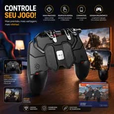 Controle Gamer Manual com Gatilhos Suporte Celular Joystick