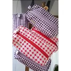 Estojo Escolar Box Xadrez Vichy Necessaire Organizadora Multiuso Grande Estojo Necessaire para lápis
