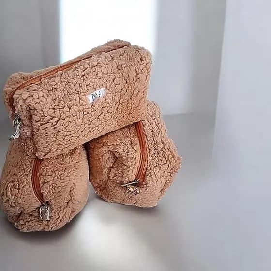 necessarie box feminina  pelúcia médio bolsa para maquiagem  organizador de bolsa
