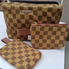 Kit necessarie  Box Feminino Médio Multiuso estampa xadrez  Bolsa Organizadora