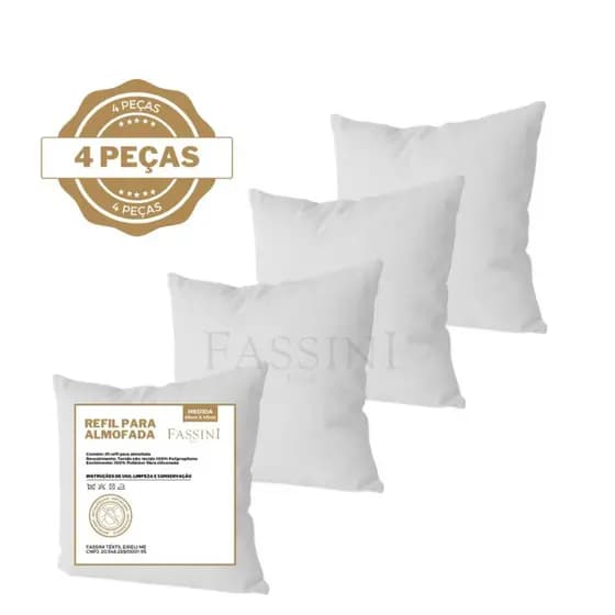Kit 4 Enchimento de Almofada 45x45 Refil para Almofadas Decorativas Sofá