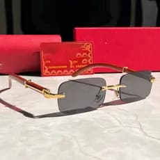 Imitação de grão de madeira novo estilo óculos de sol feminino 2025 óculos de sol sem moldura estilo Retro pernas moda f