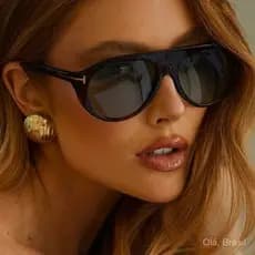 2025 Novos Óculos de Sol de Armação Estreita Óculos de Sol Aviador em Forma de T Moda Estilo de Rua Retro para Mulheres