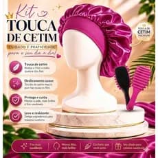Kit Definição de Cachos Premium Escova Fitagem + Touca Cetim