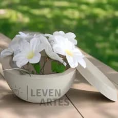 Vaso Decorativo Bacia de Planta Polietileno Redondo N2 + Prato 13x34 Luxuoso Resistente Leven Artes