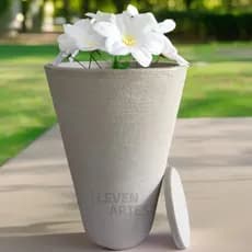 Vaso Decorativo Plantas Coluna Redonda Polietileno + Prato N4 Luxuoso Resistente 59x40 Leven Artes