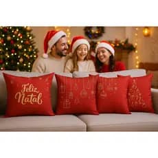Kit 4 Capas de Almofadas Decorativas 45 x 45 Sofa Decoração Natal Natalina