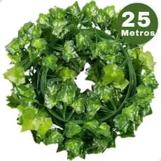 Kit 25 Metros Hera Verde Planta Artificial Trepadeira Ramas Folhagem Pendente